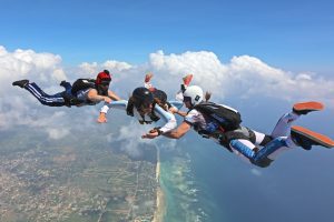 Tourists Skydiving in Diani Beach